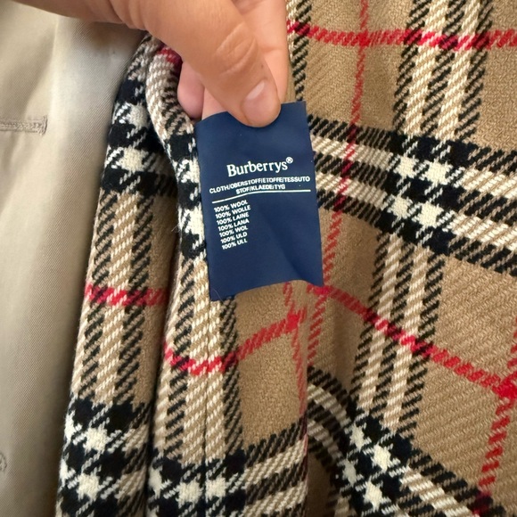 Vintage Burberry Burberrys Trench Coat Tan Plaid Lined Belted 46 Long Classic - Picture 7 of 16